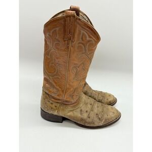 Tony Lama Mens 9.5D Full Quill Ostrich Leather Cowboy Boots CB1085